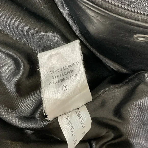 Calvin Klein Black Women's Snap Button Zip Genuine Leather Jacket Size L